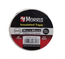Morris Μονωτική Ταινία ISO 9001 Λευκή 19mm x 20 YARDS (13757)