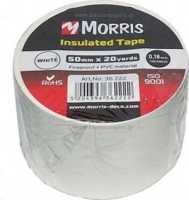 Morris Μονωτική Ταινία ISO 9001 Λευκή 50mm x 20 YARDS (36222)