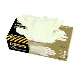 F.F. Group Γάντια Λάτεξ Με Πούδρα σε Λευκό Χρώμα Large - 100τμχ (27145)