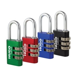 Hugo Locks Χρωματιστό Λουκέτο PA line από Αλουμίνιο με Συνδυασμό Μαύρο - 20mm (60312)