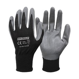 F.F. Group Γάντια με Επικάλυψη Νιτριλίου και Πολυεστερική Πλέξη Μαύρα - XXL/11 (41209)