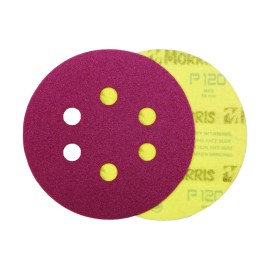 Morris Δίσκος Velcro Κόκκινος με 6 Τρύπες Κ120 - 150mm (33538)