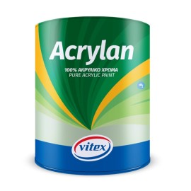 Vitex Acrylan Πλαστικό Χρώμα για Εξωτερική Χρήση Λευκό - 10 Lit