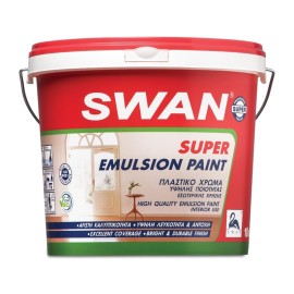 Swan Super Emulsion Πλάστικό Χρώμα Εσωτερικής Χρήσης Εξαιρετικής Ποιότητας Λευκό - 10Lt