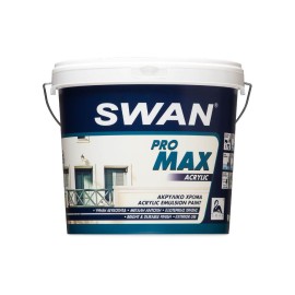 Swan Pro Max Acrylic Πλαστικό Χρώμα Εξωτερικής Χρήσης Λευκό - 9Lt