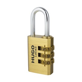 Hugo Locks PB20 Λουκέτο συνδυασμού 3 Ψηφίων Ορειχάλκινο - 30mm (60301)