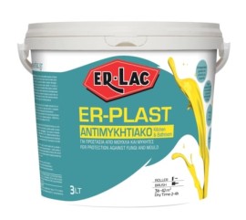 Er-Lac Er-Plast Kitchen and Bathroom Πλαστικό Χρώμα Ακρυλικό για Εσωτερική και Εξωτερική Χρήση Λευκό - 9 Lit