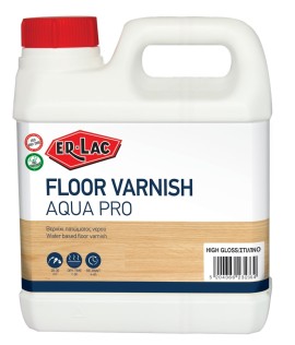 Er-Lac Floor Varnish Aqua Pro Ποιοτικό και Οικονομικό Βερνίκι Πατώματος 1Κ Νερού Διάφανο Γυαλιστερό - 1 Lit