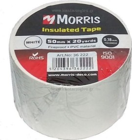 Morris Μονωτική Ταινία Iso 9001 Λευκή - 50mm x 20 Yards (36222)