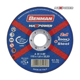 Benman Professional Series Δίσκος Κοπής Σιδήρου Inox - 115mm (74274)