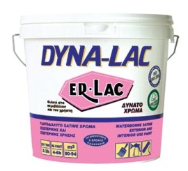 Er-Lac Dyna-Lac 100% Ακρυλικό Χρώμα για Εσωτερική και Εξωτερική Χρήση Λευκό Σατινέ - 3 Lit