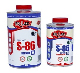 Er-Lac Βερνίκι S-86 2 Συστατικών για Εσωτερική και Εξωτερική Χρήση σε Ξύλο Μέταλλο ή Πέτρα Σετ Α + Β Γυαλιστερό - 1.5 Lit